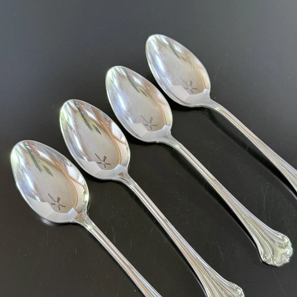 Reed & Barton Stainless Steel Flatware REGINE Lot of 4 Oval Soup Spoons